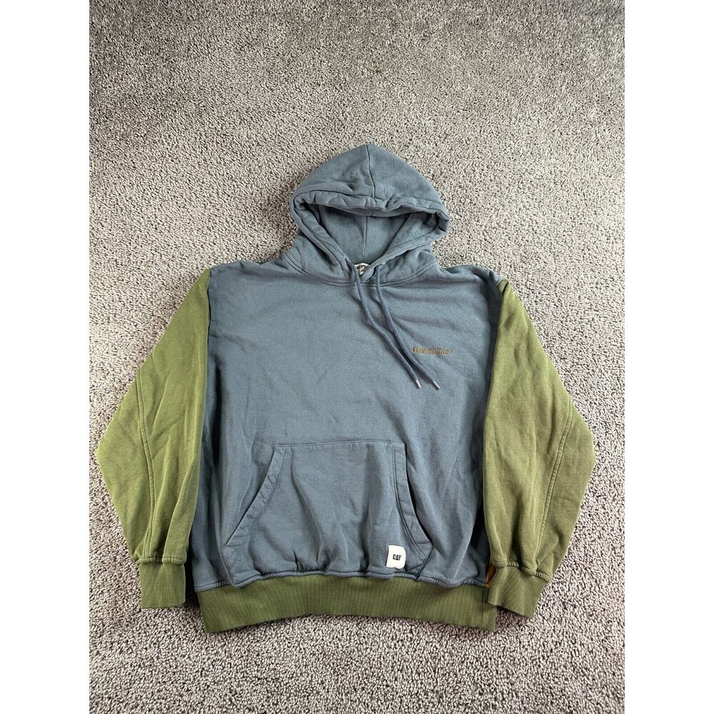 Caterpillar Hoodie Mens Medium Blue Gren Orange Colorblock Made in Italy